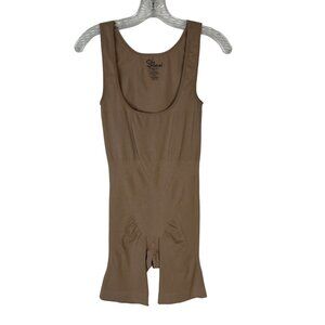 Secret Solutions Bodysuit Womens 1X Tan Shapewear Girdle Tummy Control